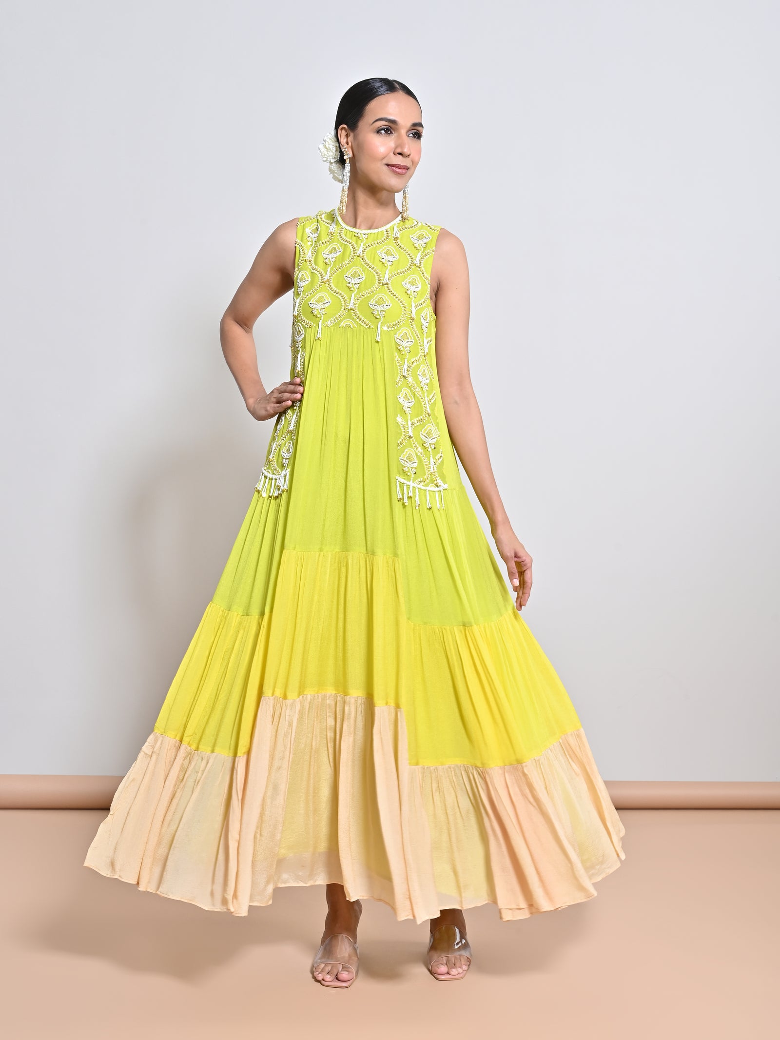 Chiffon Crepe Tier Dress