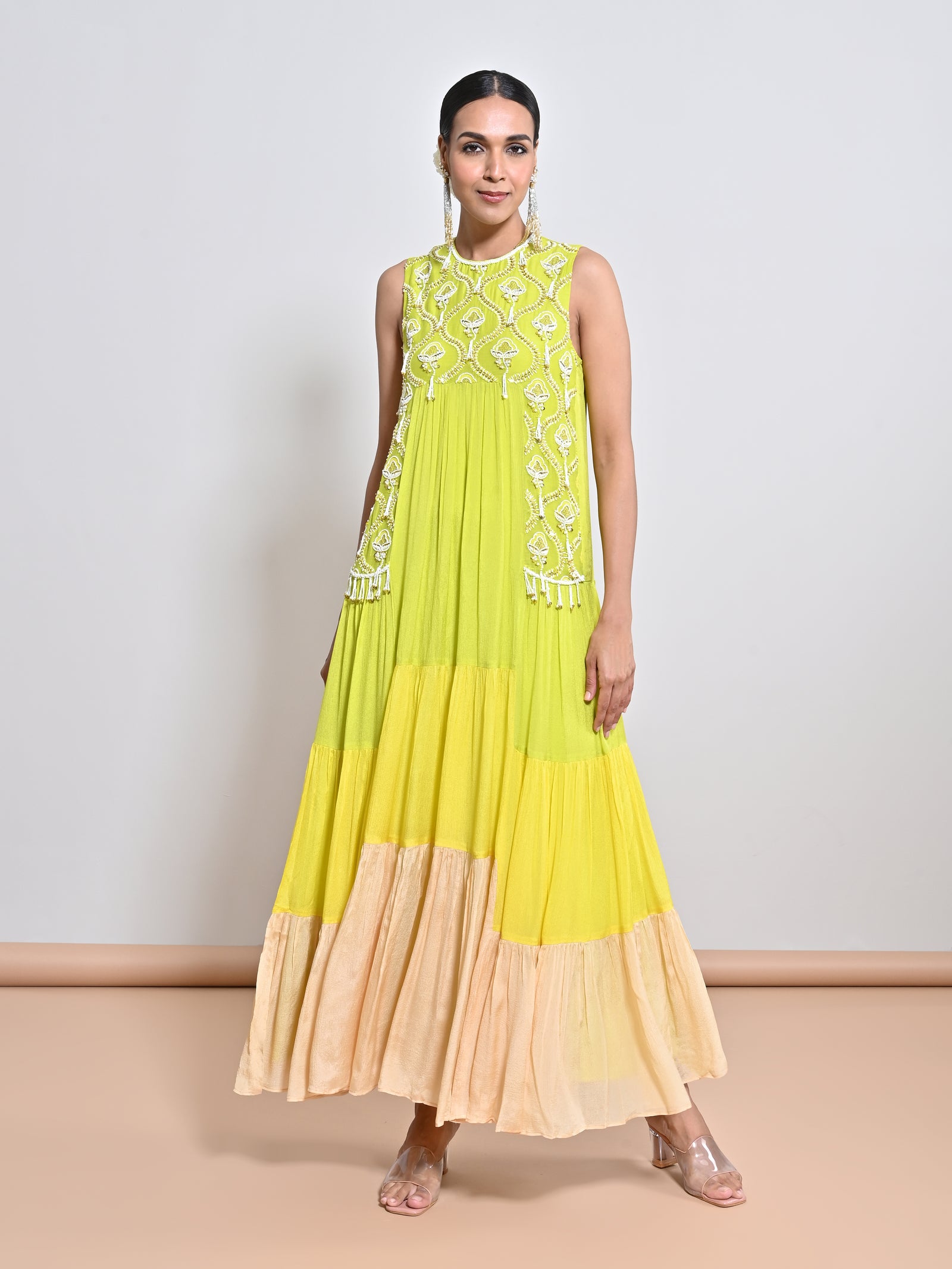 Chiffon Crepe Tier Dress