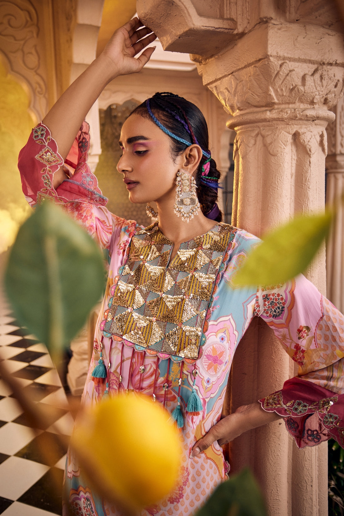 A Turquoise Blue Multi Printed Kurta Set