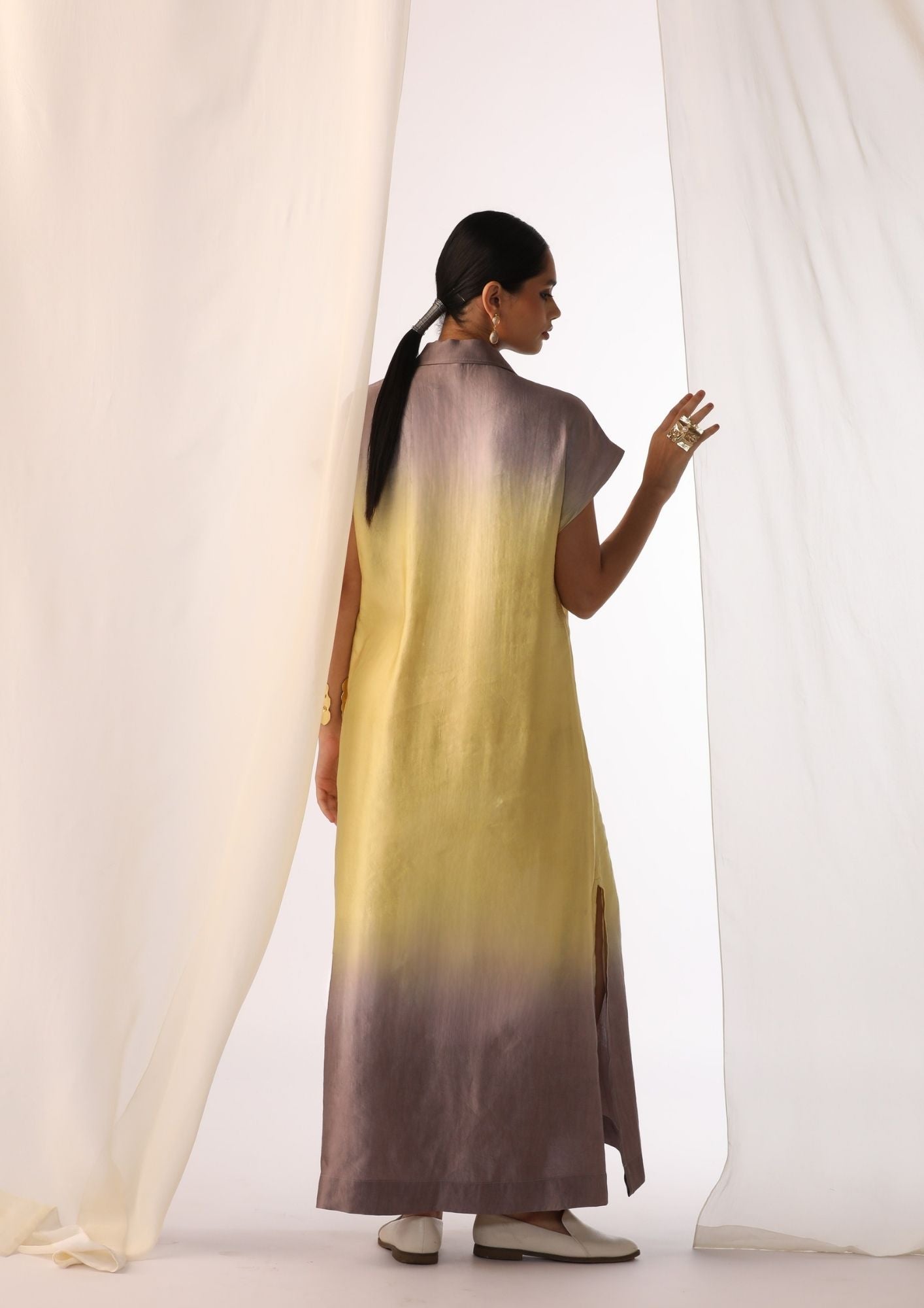 Linen Satin Pastels Ombre Hand Embroidered Tunic