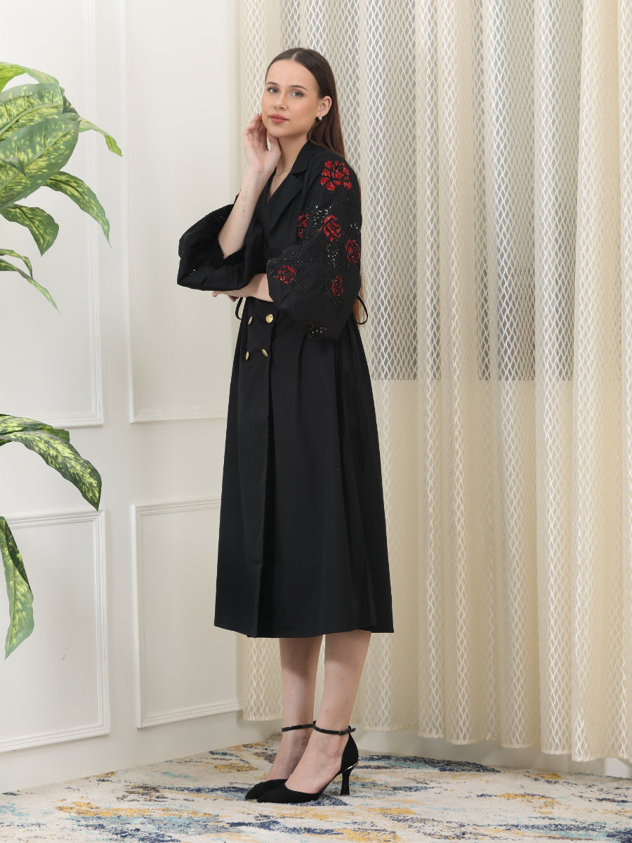 Striking Double-Breasted Midi Dress