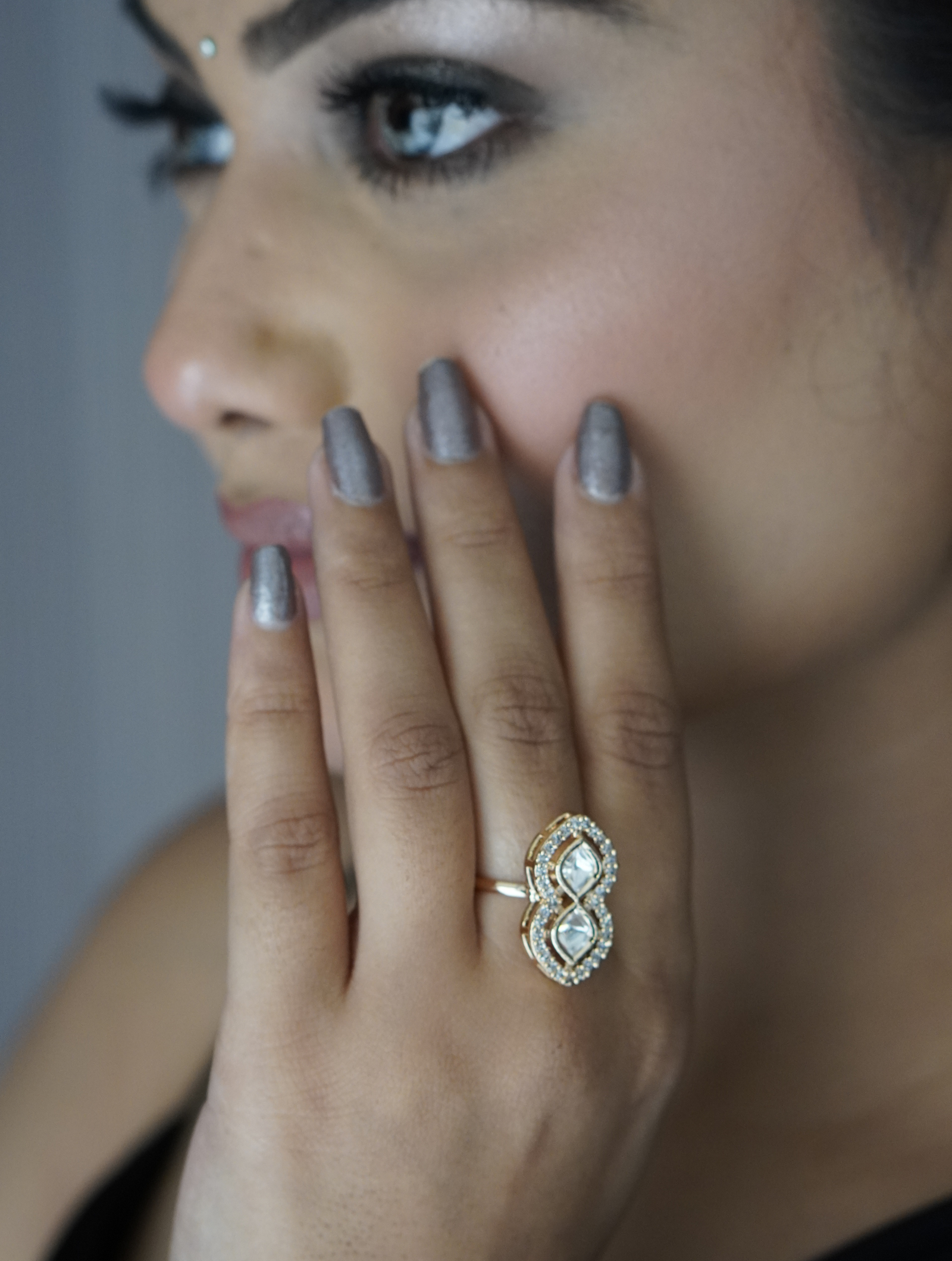 Gold Colour Moissanite Fingerring