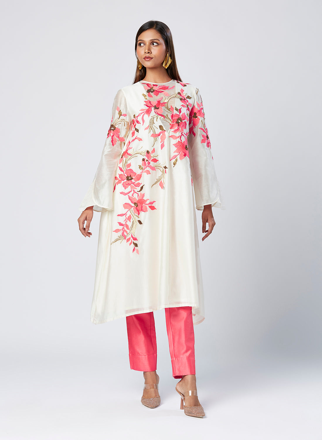 Eira - Coral Floral Tunic + Pant Set