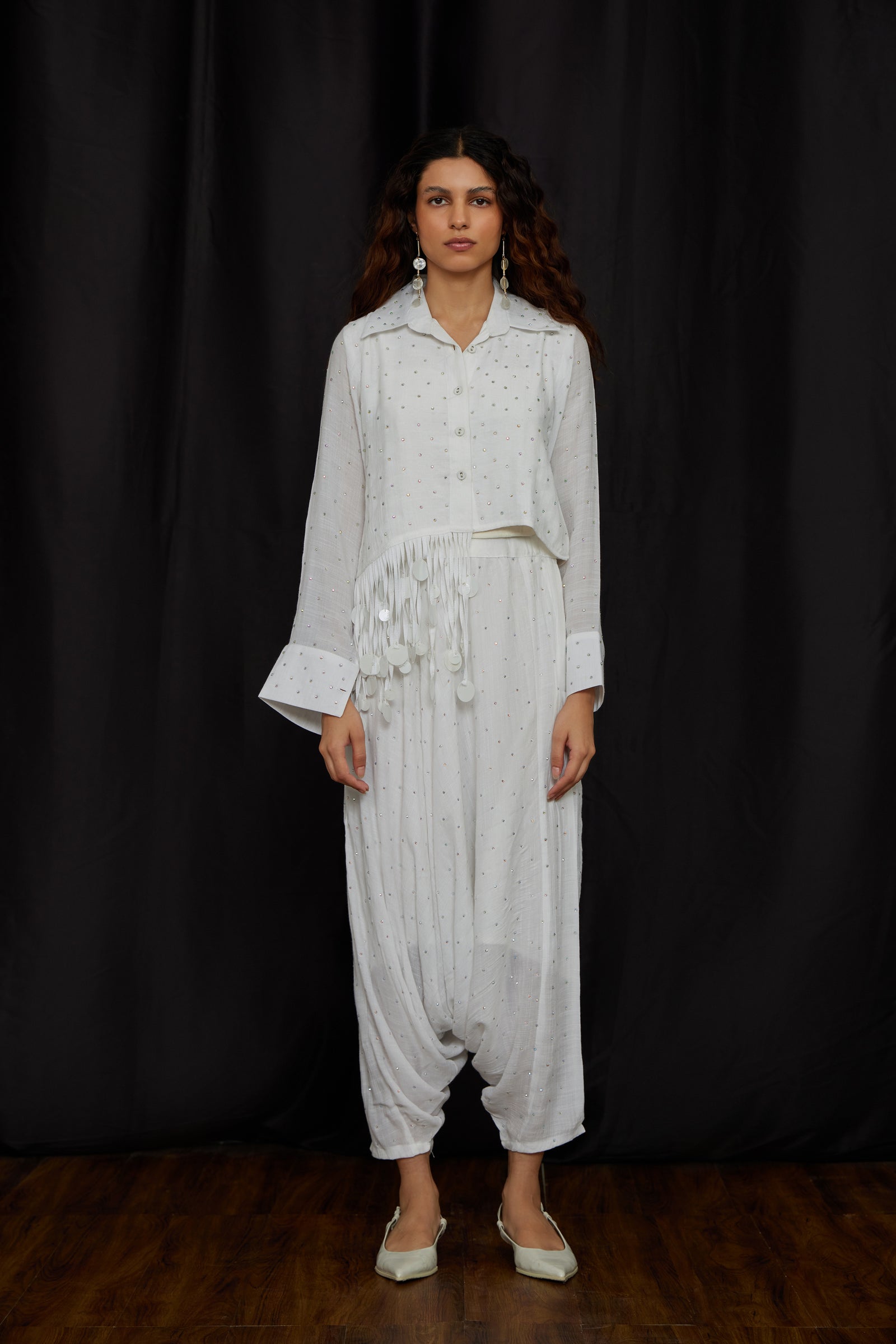 Crop Jhalar Shirt Set ( ENT/1076 )