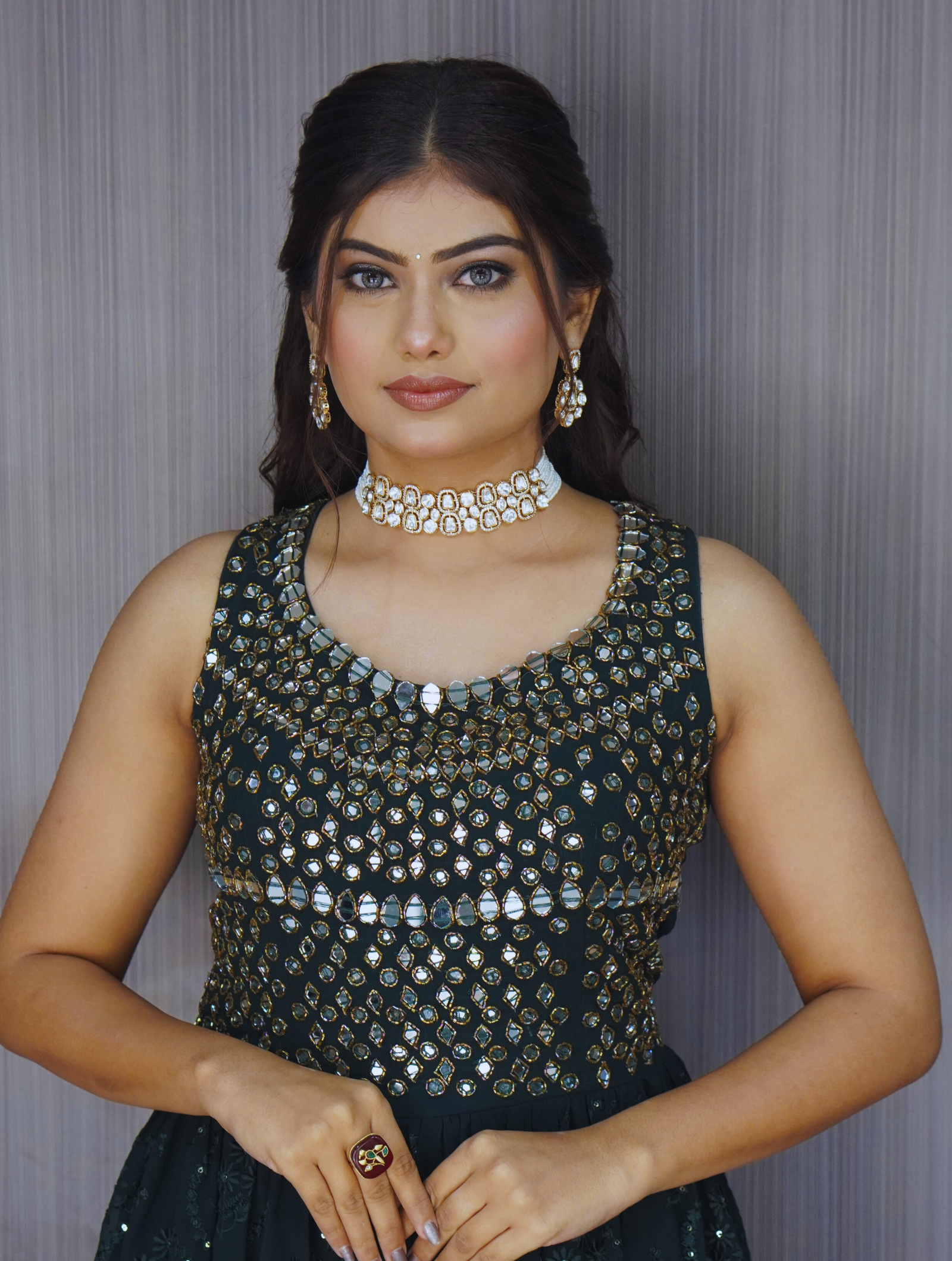 Moissanite Choker Necklace And Earring Set