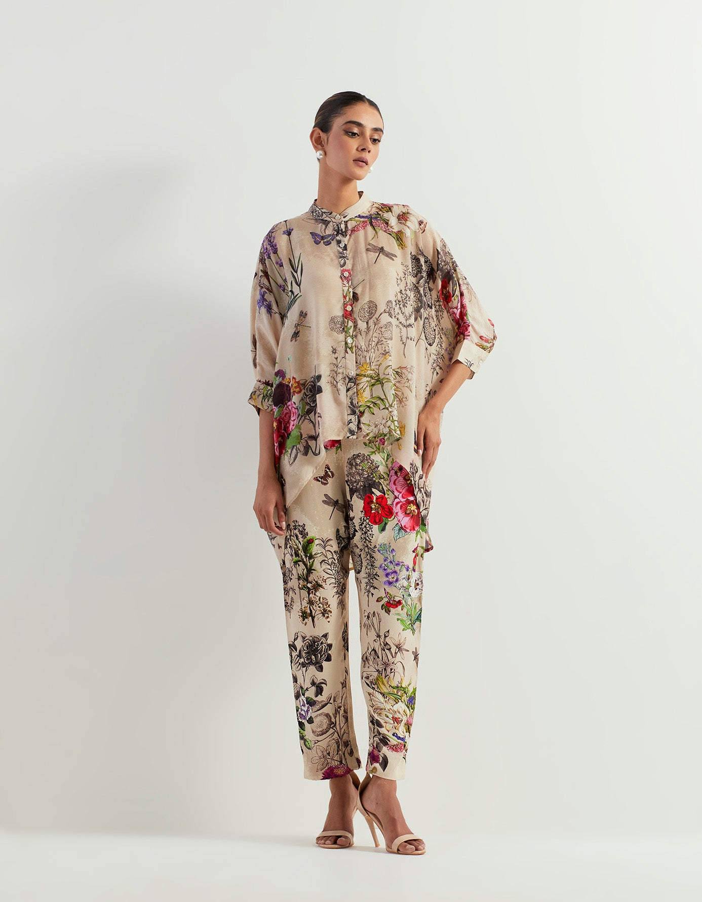 Printed shirt with heavy georgette pants
