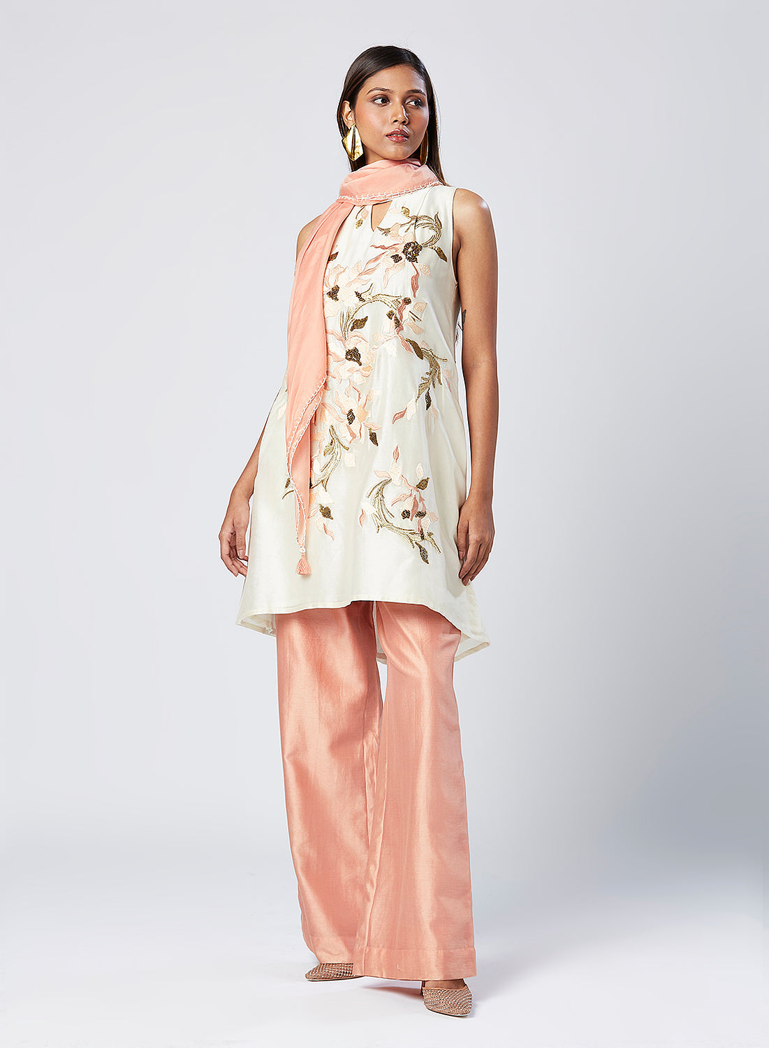 Leena - Pastel Sleeveless Tunic & Pants + Stole