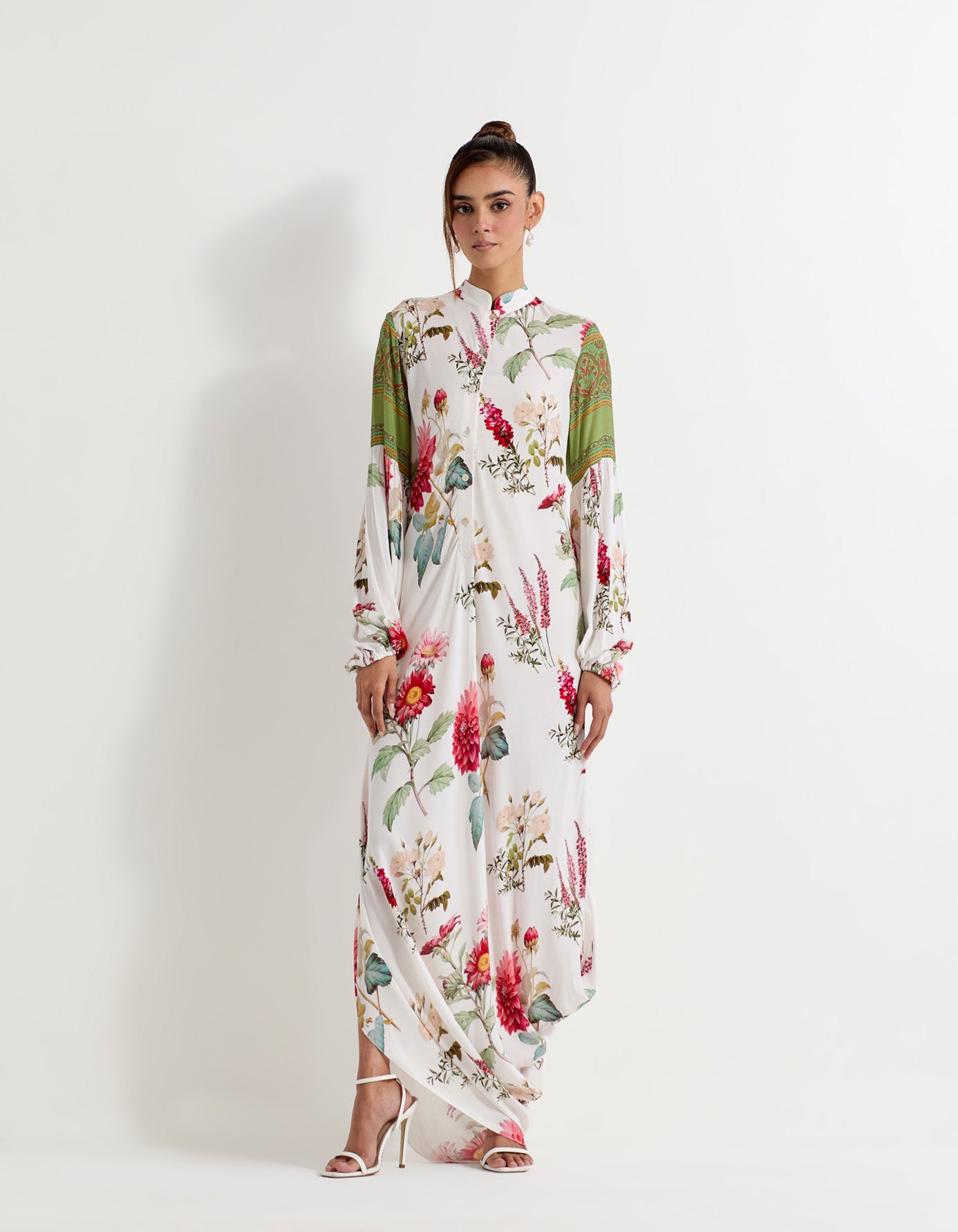 Daisy printed heavy georgette drape dress