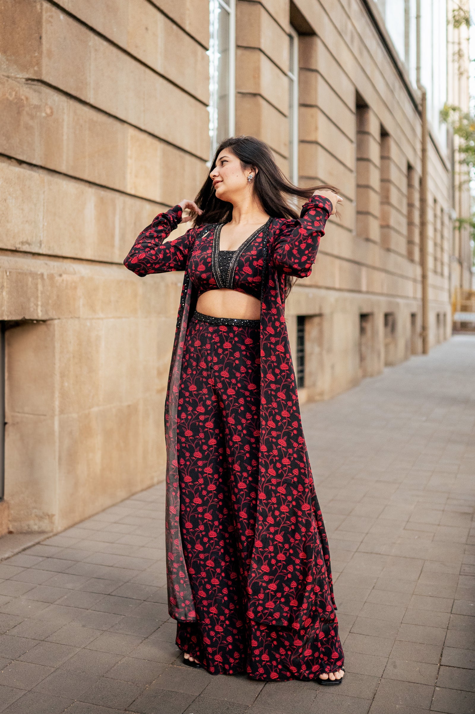 Black ad red jacket set