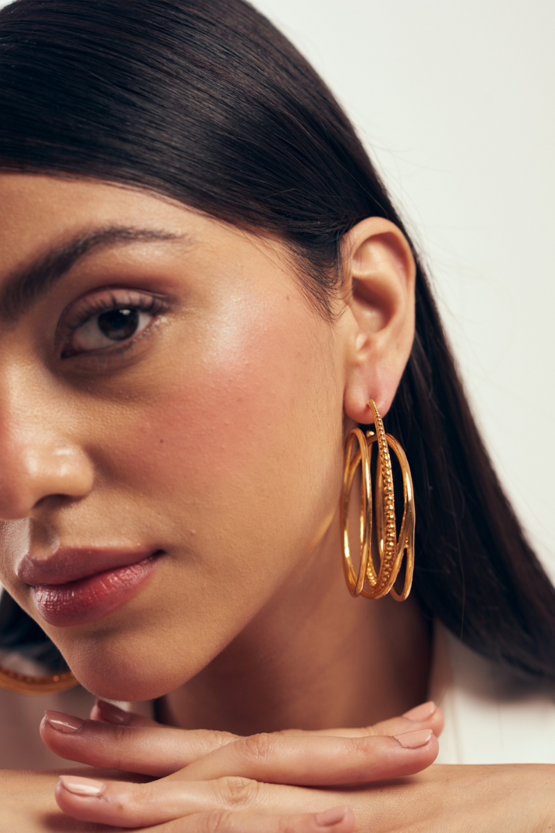 22kt gold plated 3 layer hoops
