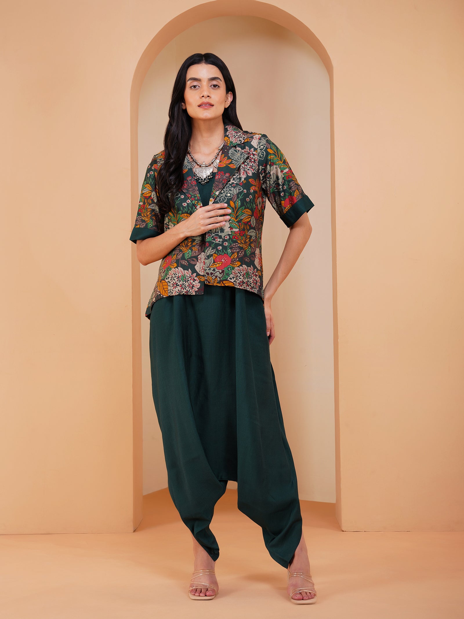 Achkan Nirvaana Floral green