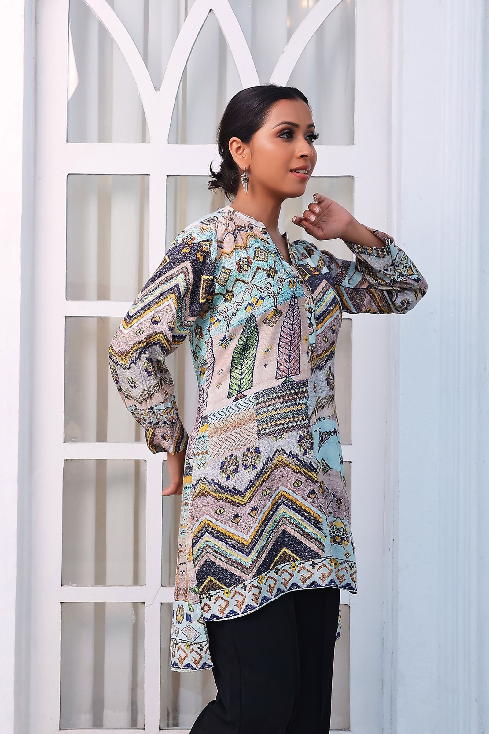 Pastel High Low Printed Tunic