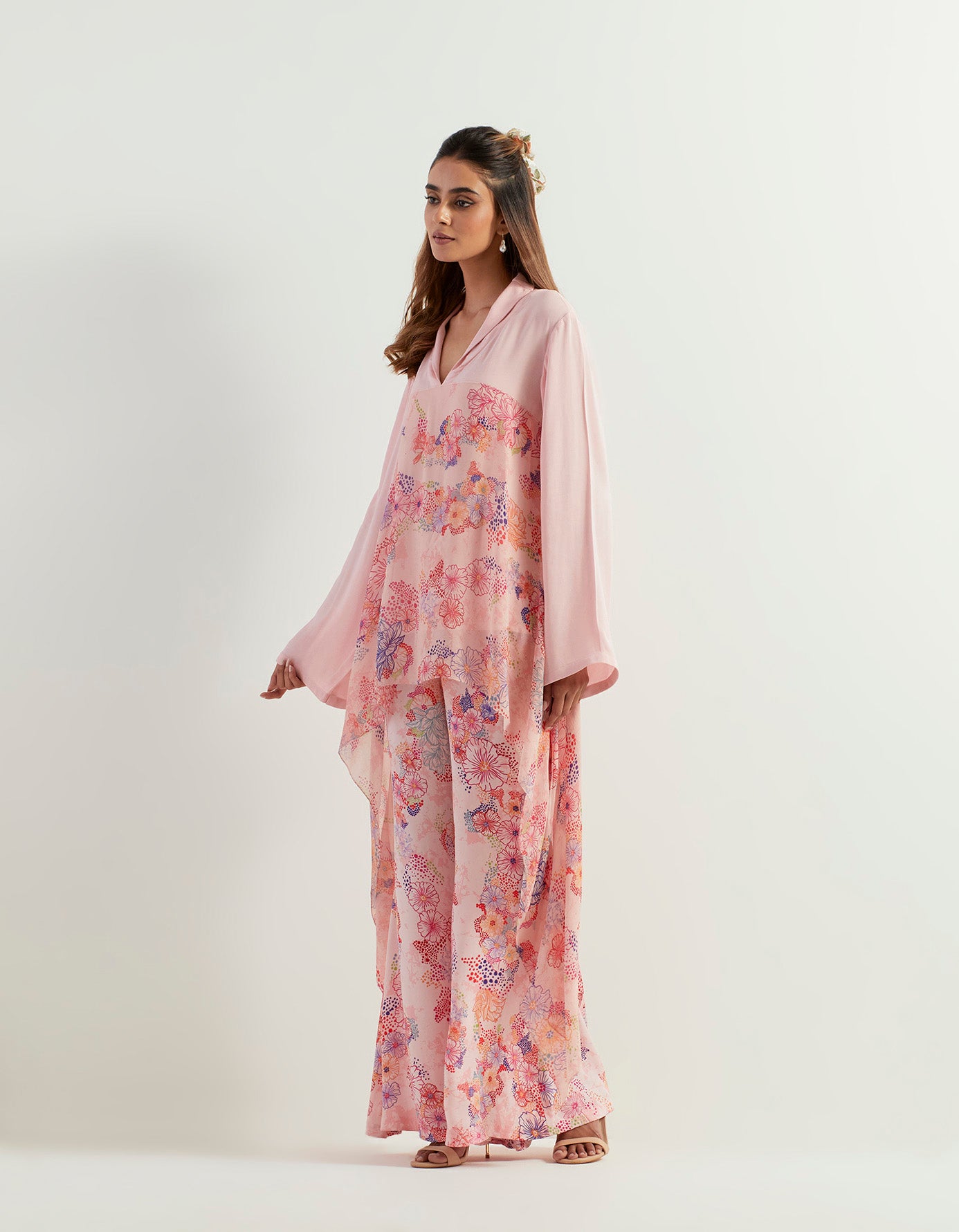 Georgette tunic paired with flaired georgette pants
