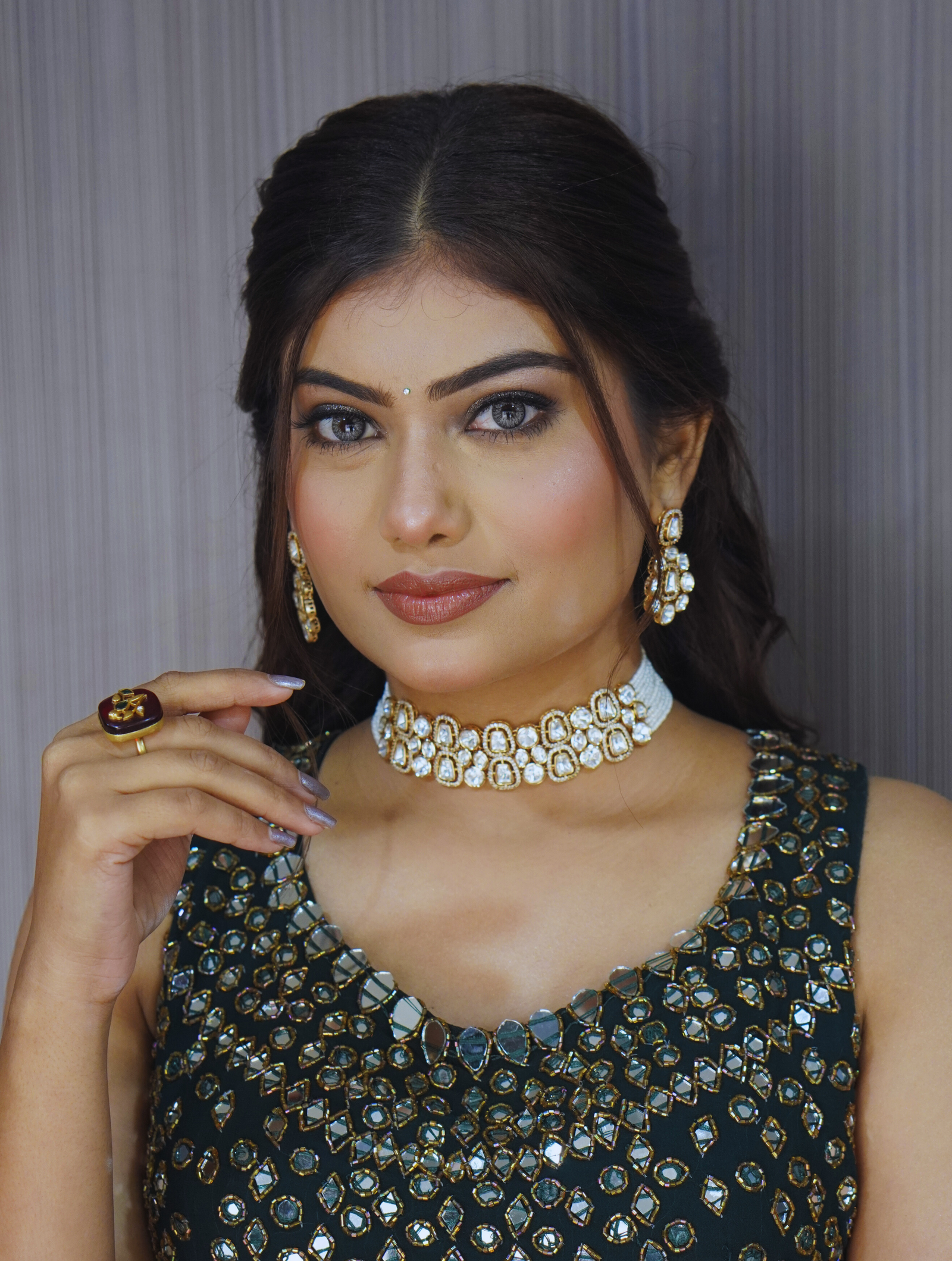 Moissanite Choker Necklace And Earring Set