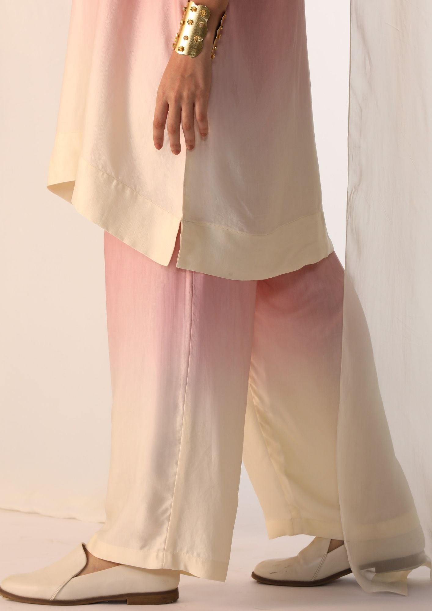 Linen Satin Ombre Co-Ord Set With Handwork Embroidery