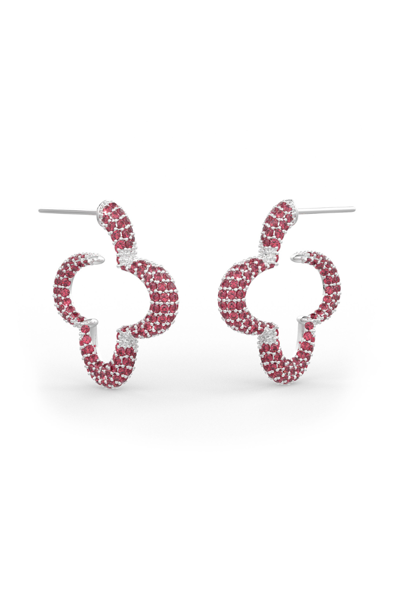 22kt chrome plated statement hoops with pink prong set crystals
