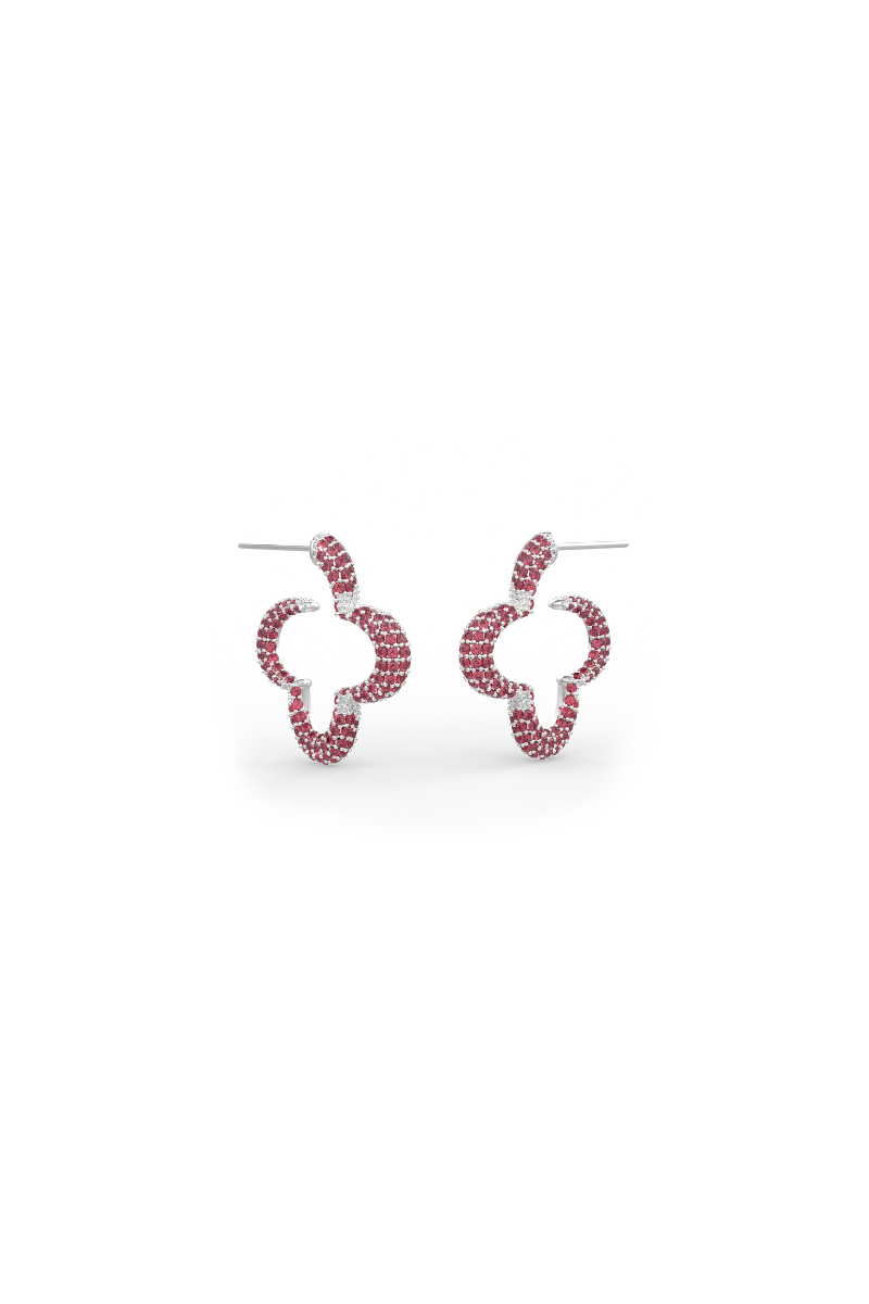 22kt chrome plated hoops with pink prong set crystals