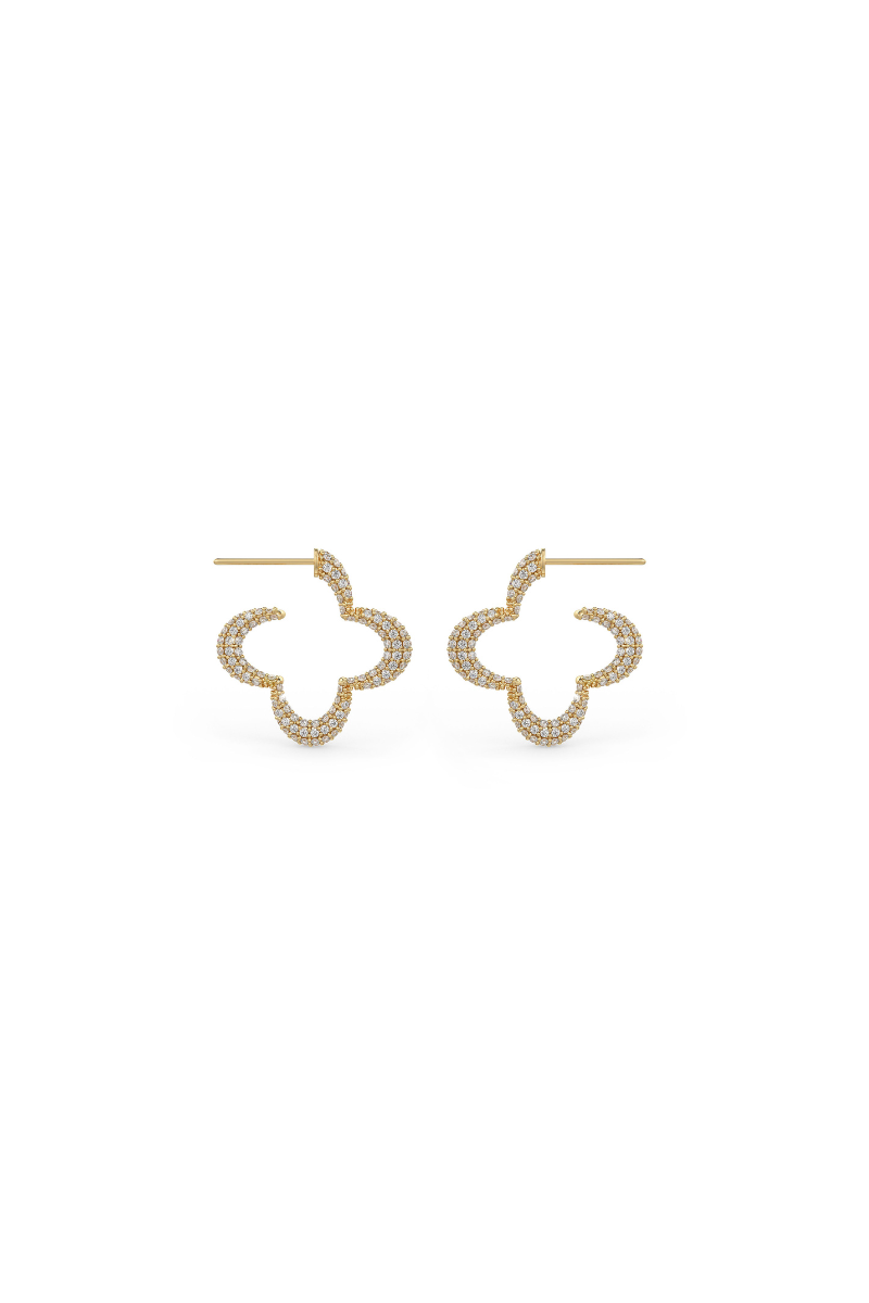 22kt gold plated hoops with white prong set crystals