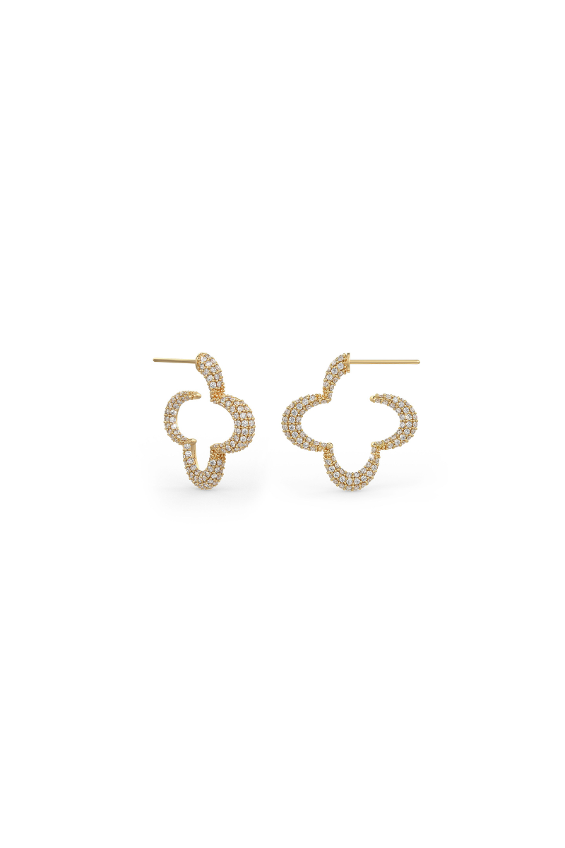 22kt gold plated hoops with white prong set crystals