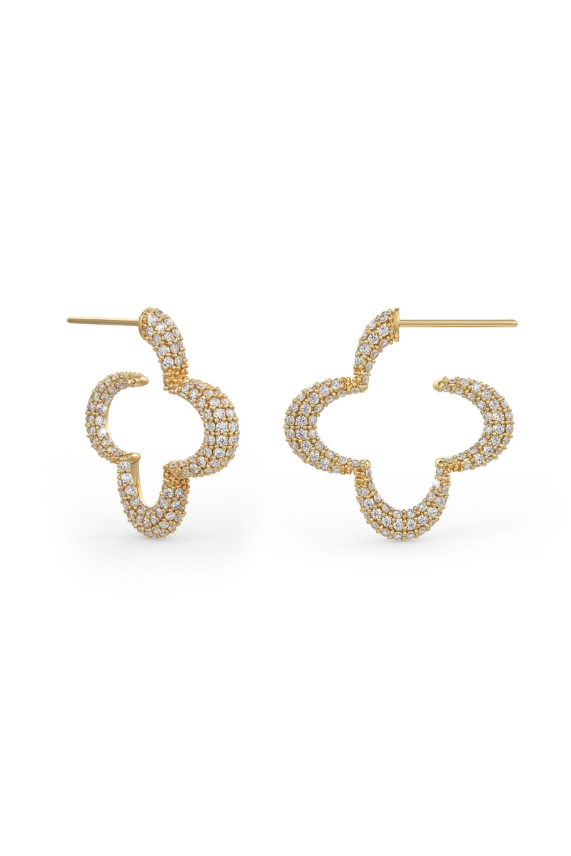 22kt gold plated statement hoops with white prong set crystals