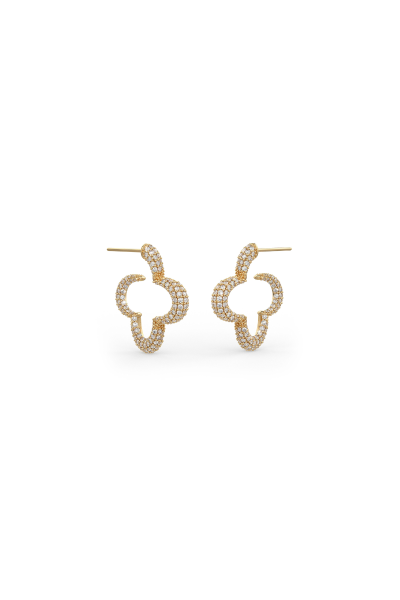 22kt gold plated hoops with white prong set crystals