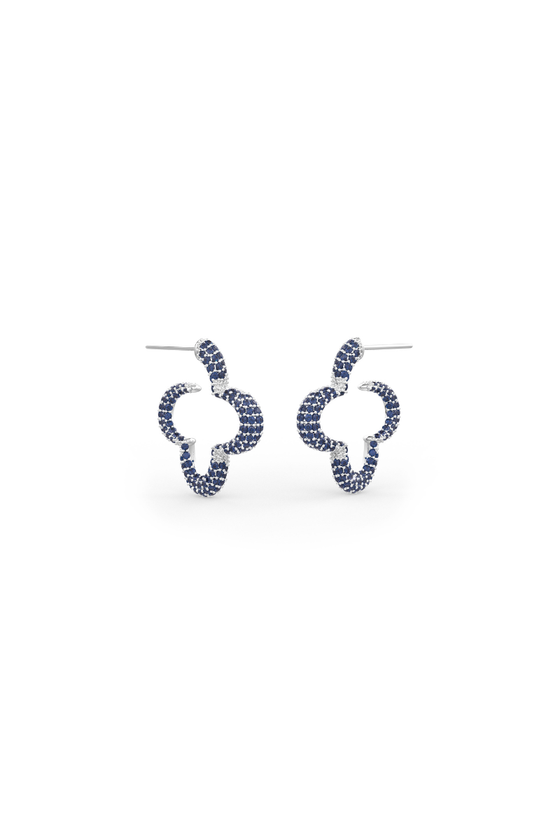 22kt chrome plated hoops with sapphire prong set crystals