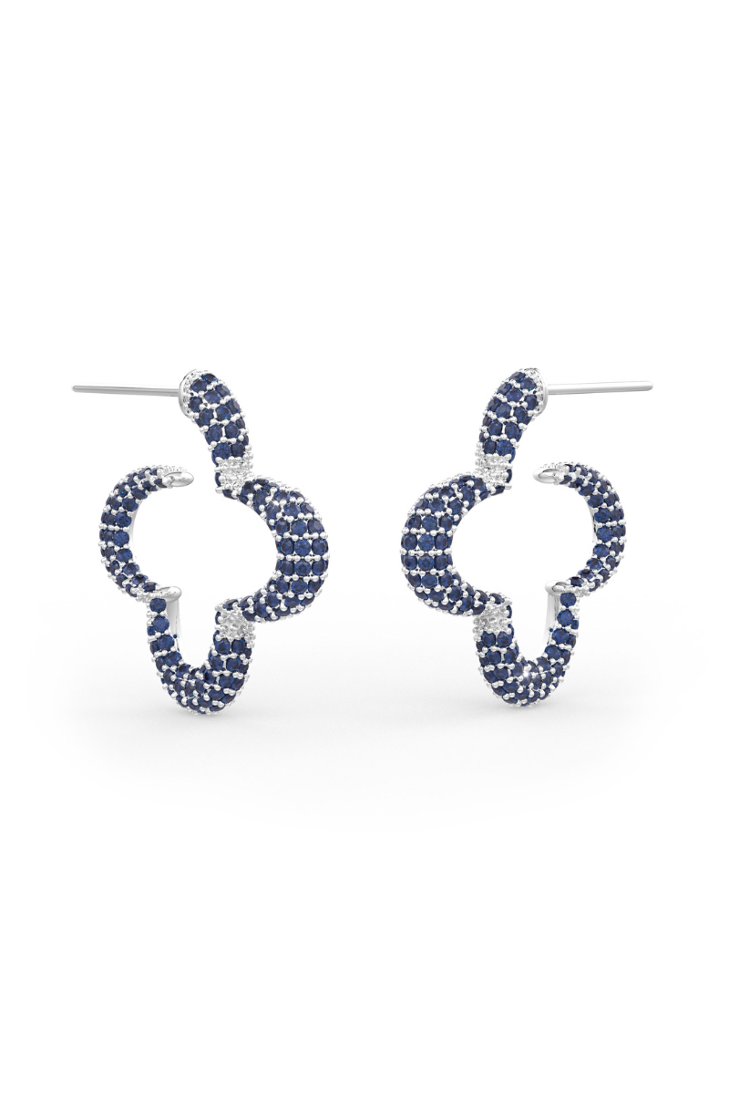 22kt chrome plated statement hoops with sapphire prong set crystals
