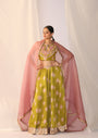 Block Printed Satin Lehenga Choli Paired With Sheer Organza Dupatta
