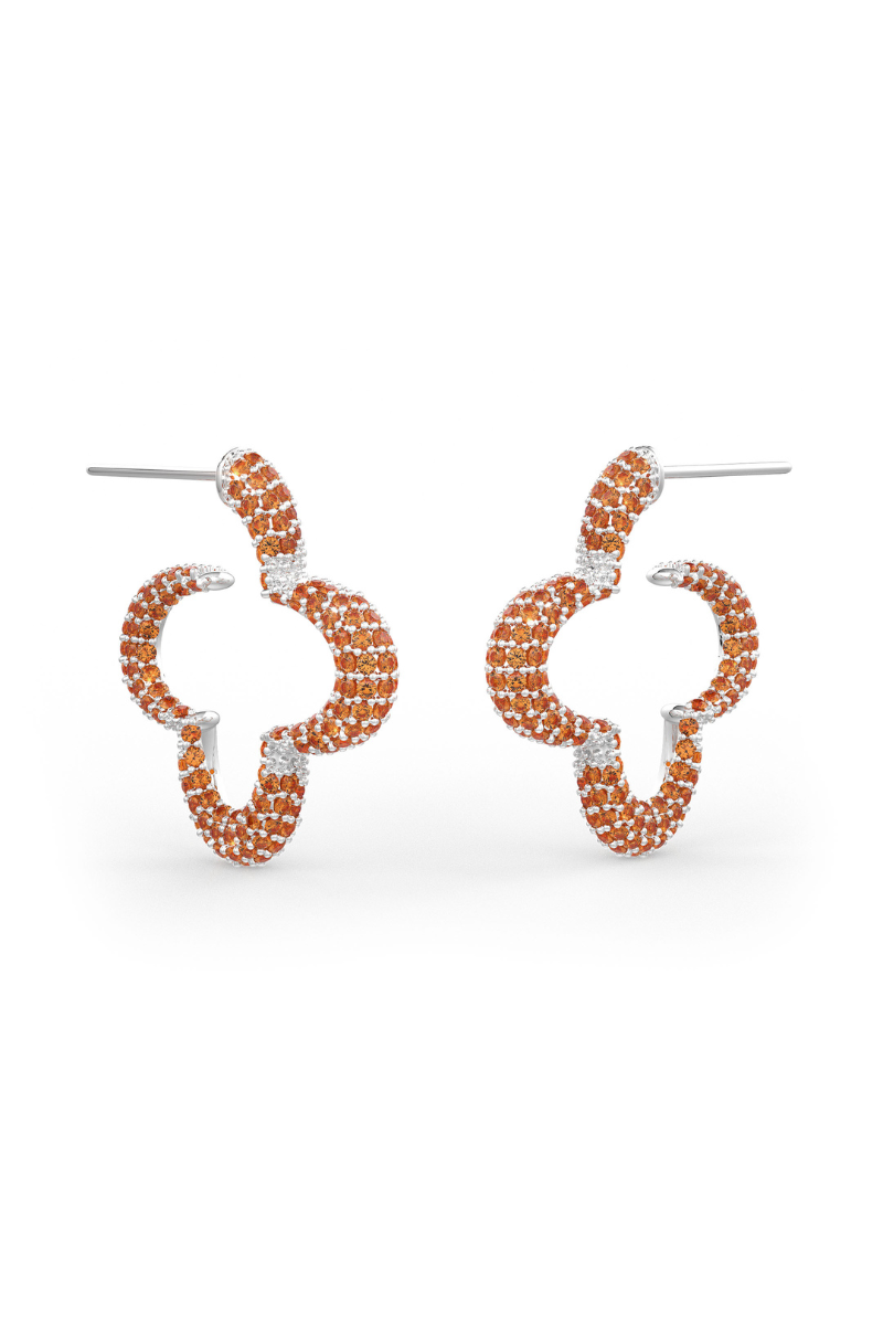 22kt chrome plated statement hoops with orange prong set crystals