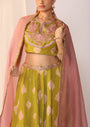 Block Printed Satin Lehenga Choli Paired With Sheer Organza Dupatta