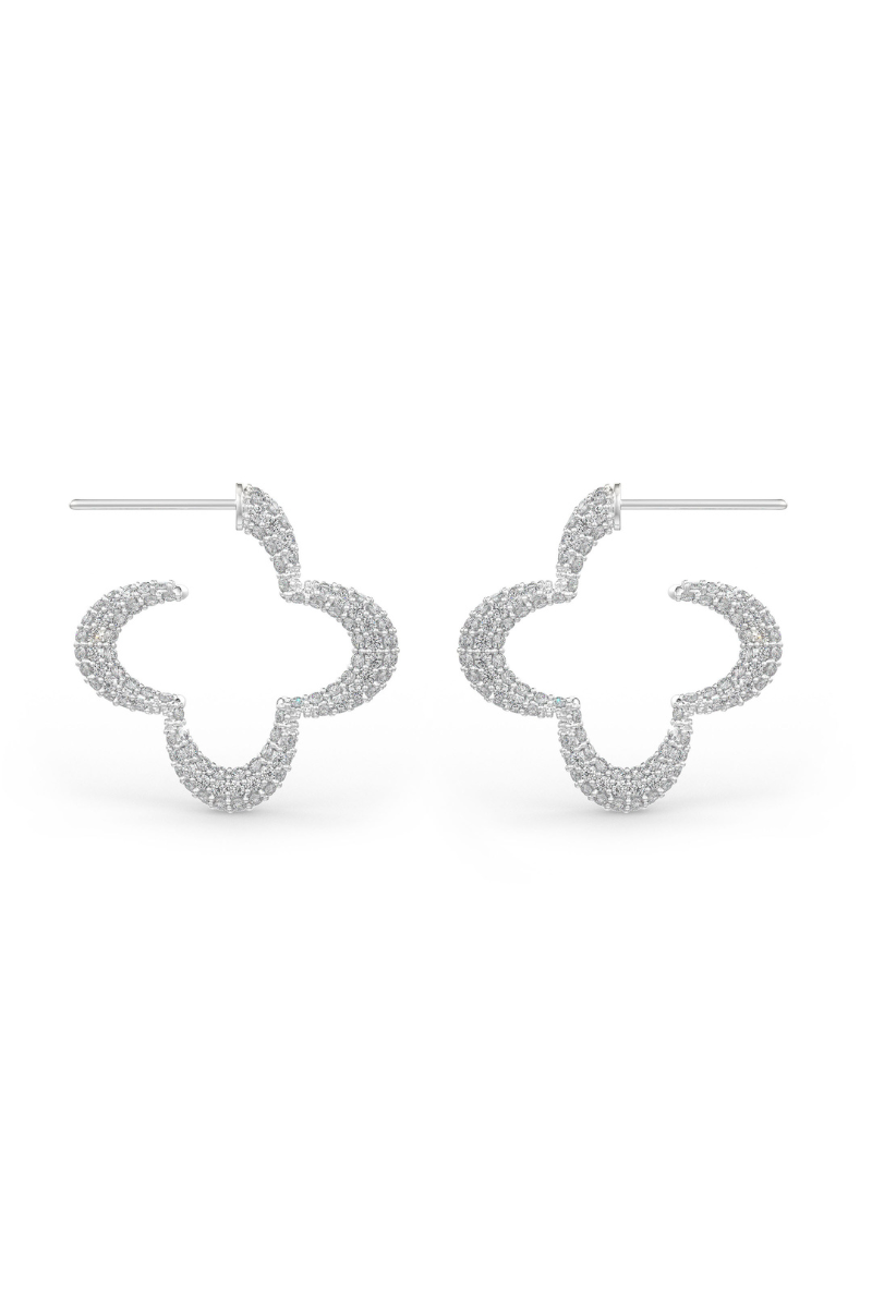 22kt chrome plated statement hoops with white prong set crystals