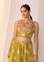 Block Printed Satin Lehenga Choli Paired With Sheer Organza Dupatta