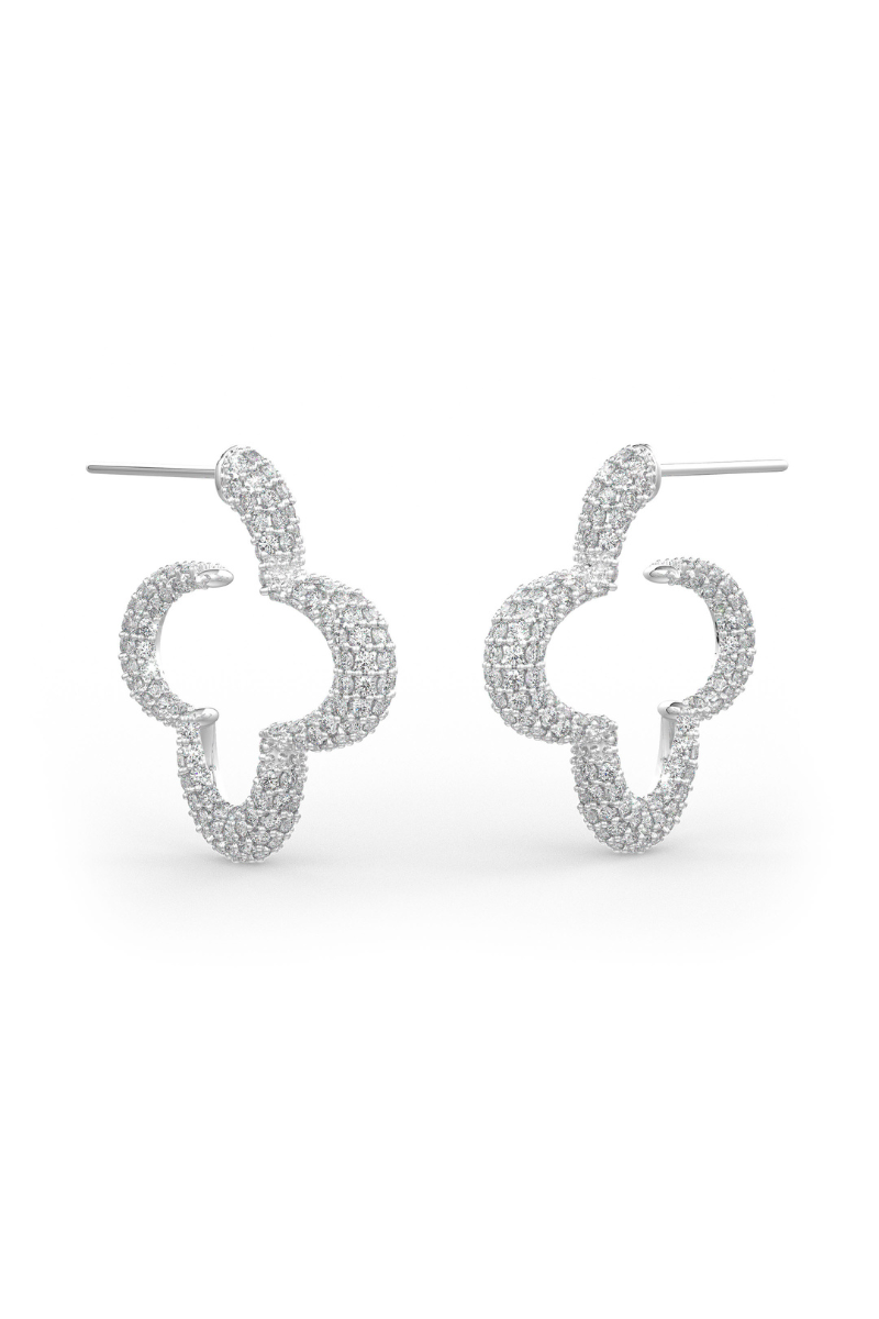 22kt chrome plated statement hoops with white prong set crystals