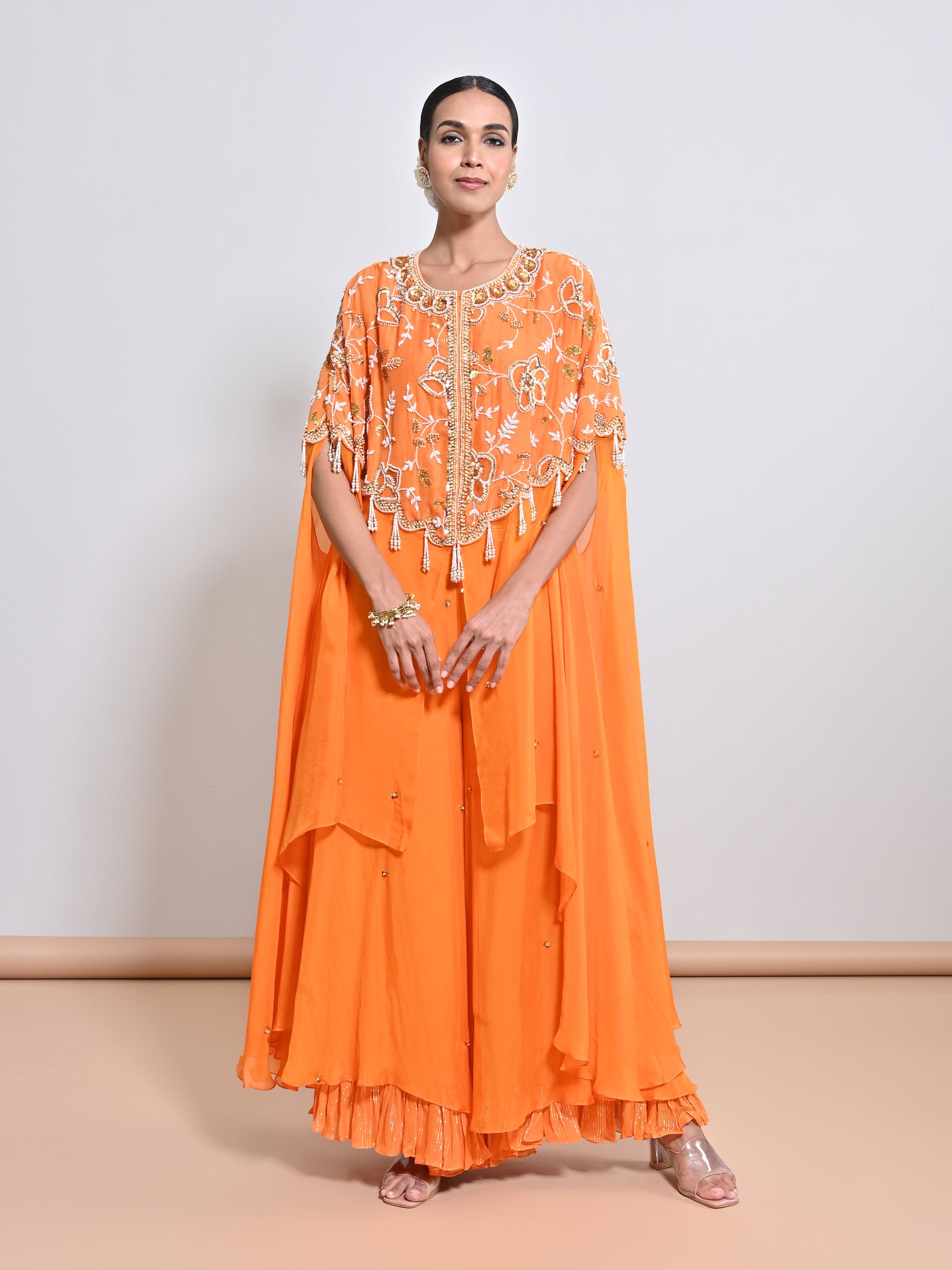 A Zari Georgette Frill At The Hemline