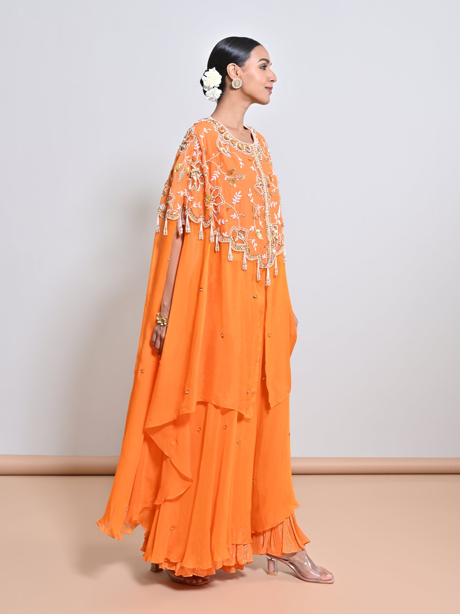 A Zari Georgette Frill At The Hemline