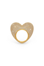22kt gold plated love ring in white prong set crystals.