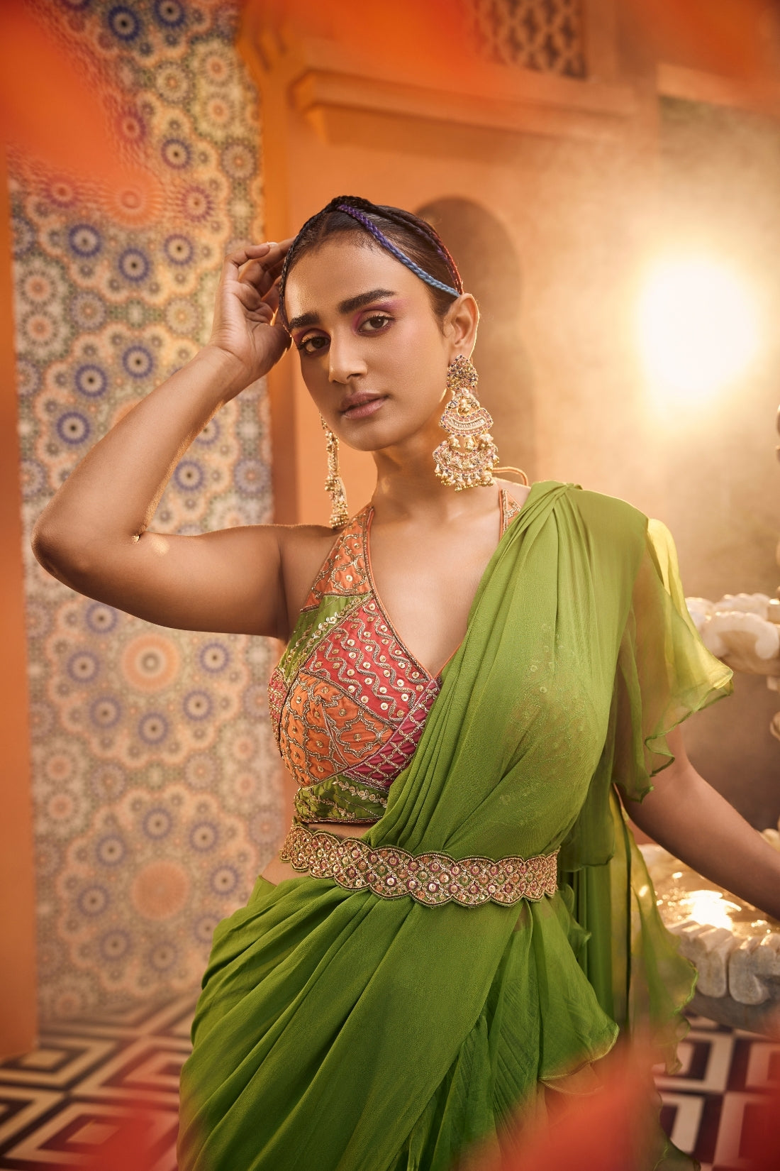 Multi-Colored Embroidered Blouse Paired