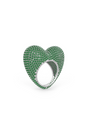 22kt chrome plated love ring in emerald prong set crystals.