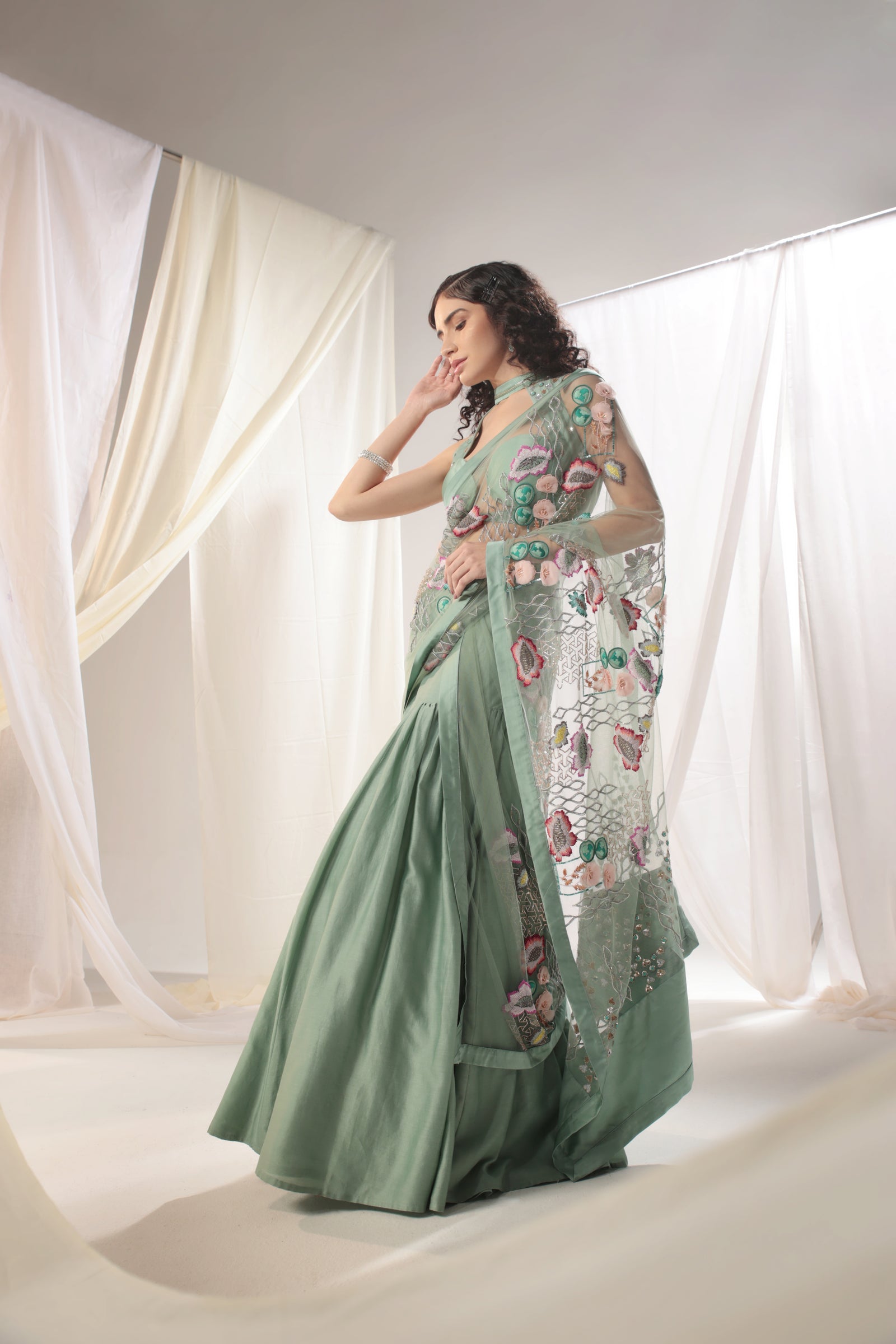 The Concept Saree Comes With a Unique Blouse and Fully Embellished Palla