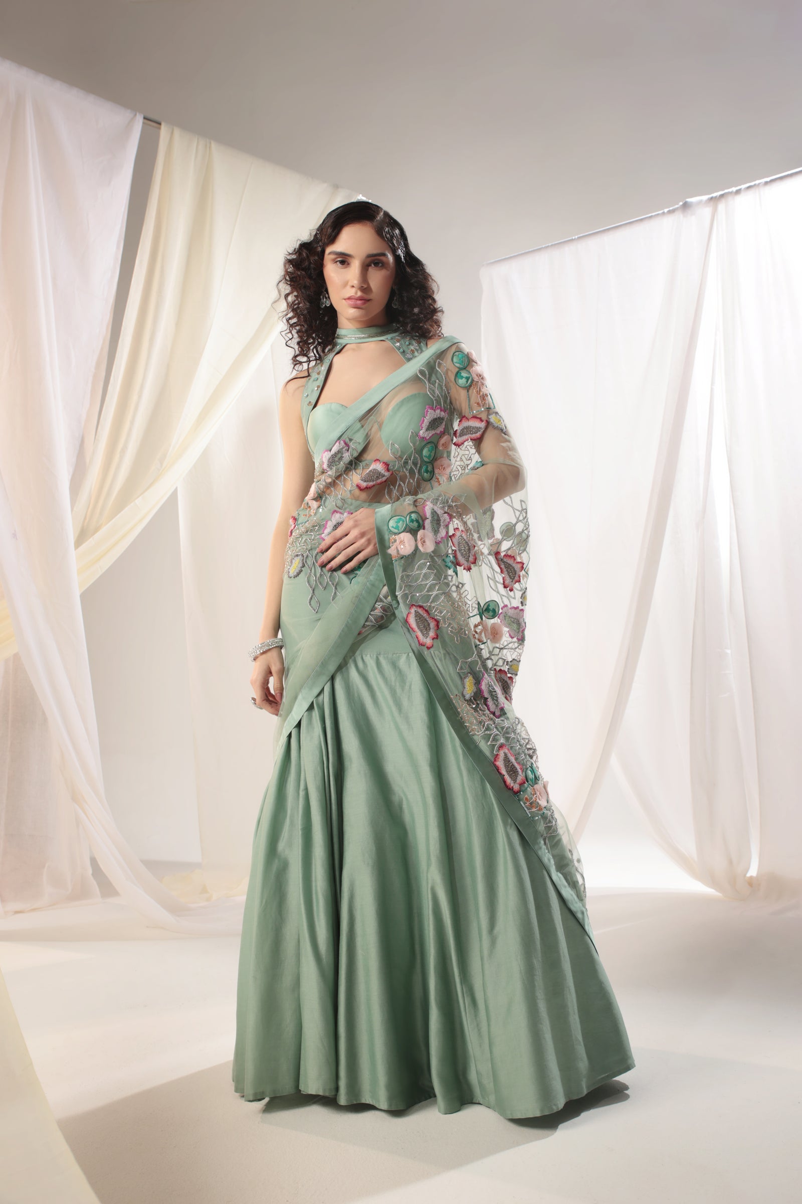 The Concept Saree Comes With a Unique Blouse and Fully Embellished Palla