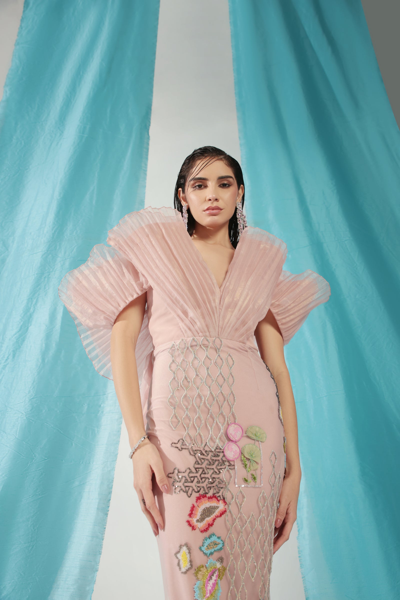 Couture Gown With Extravagant Bodice Constructed