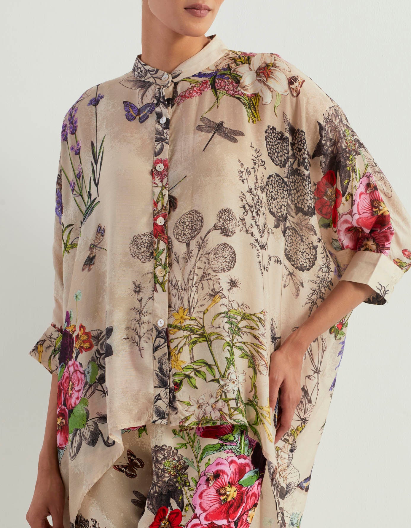 Printed shirt with heavy georgette pants