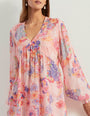 Printed silk tunic paired with chanderi pants