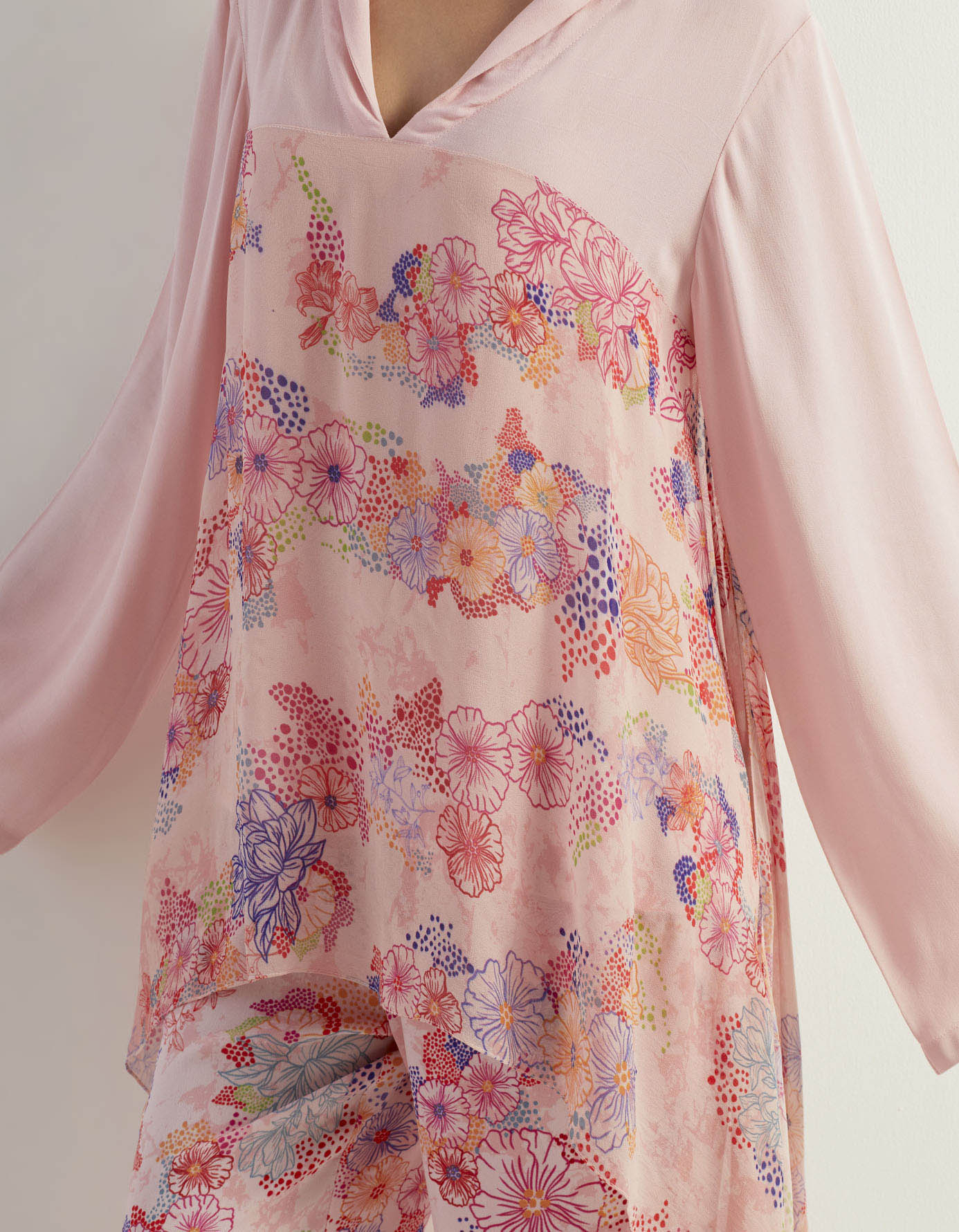 Georgette tunic paired with flaired georgette pants