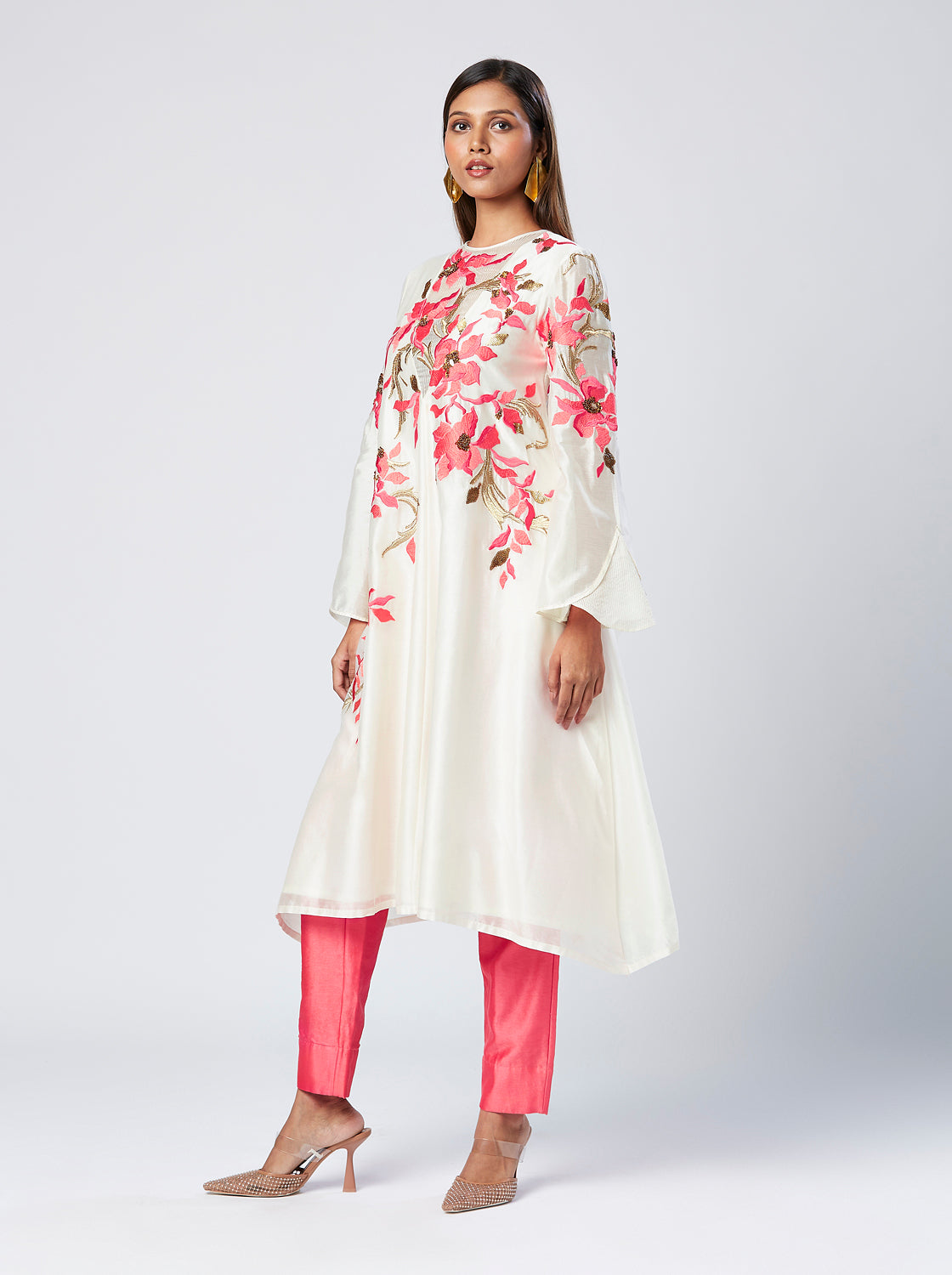 Eira - Coral Floral Tunic + Pant Set