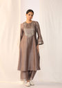 Silk Chanderi Kurta With French Knot Embroidary Paired With Pants