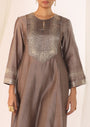 Silk Chanderi Kurta With French Knot Embroidary Paired With Pants