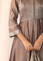 Chanderi Silk Kurta With A Woven Border And Handwork On  Sleeves, Paired With A  Banarasi Dupatta And Slim Pants