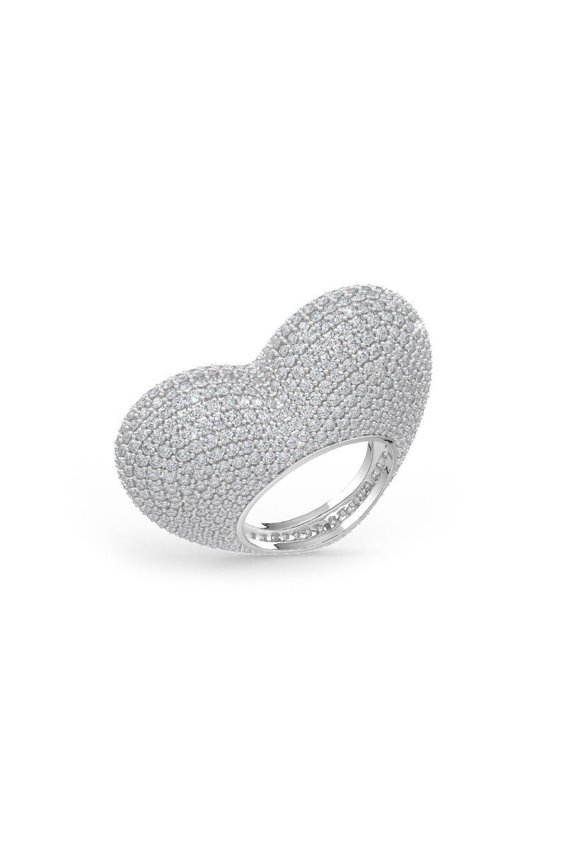 22kt chrome plated love ring in white prong set crystals.