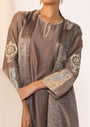 Embroidered Silk Kurta Paired With Woven Border Pants And  Tissue Assymetric Cape.